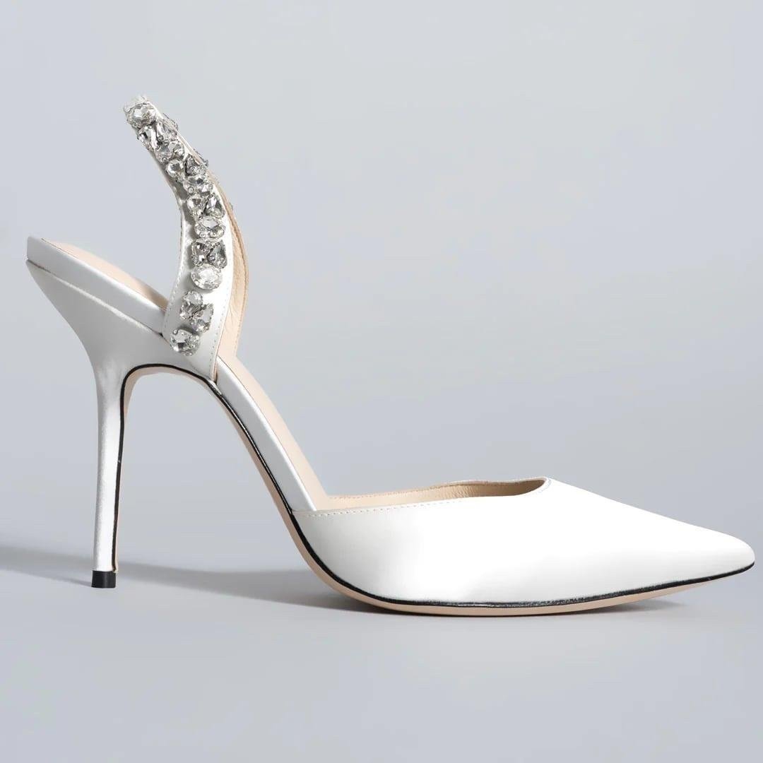 Emery Kristal Taşlı Stiletto Beyaz - Stiletto