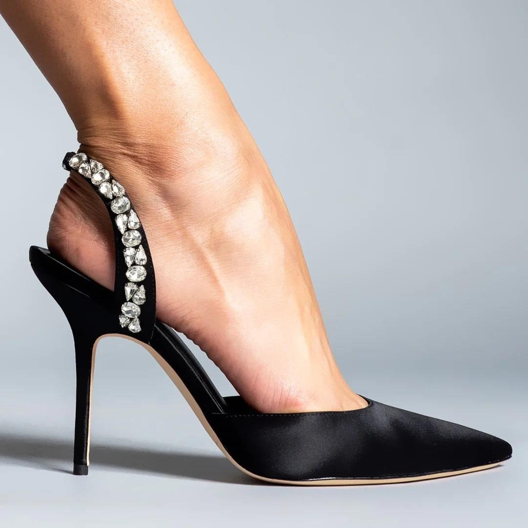 Emery Kristal Taşlı Stiletto Siyah - Stiletto