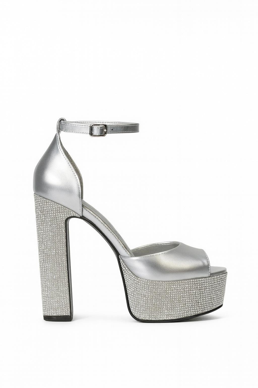 Esena Platform Topuklu Ayakkabı Gümüş