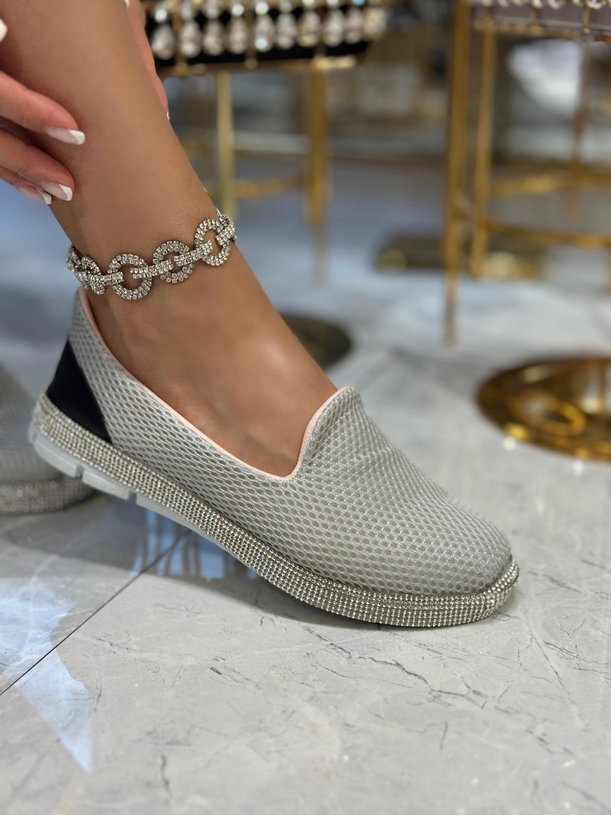 Fairy Kristal Taşlı Ayakkabı Gri