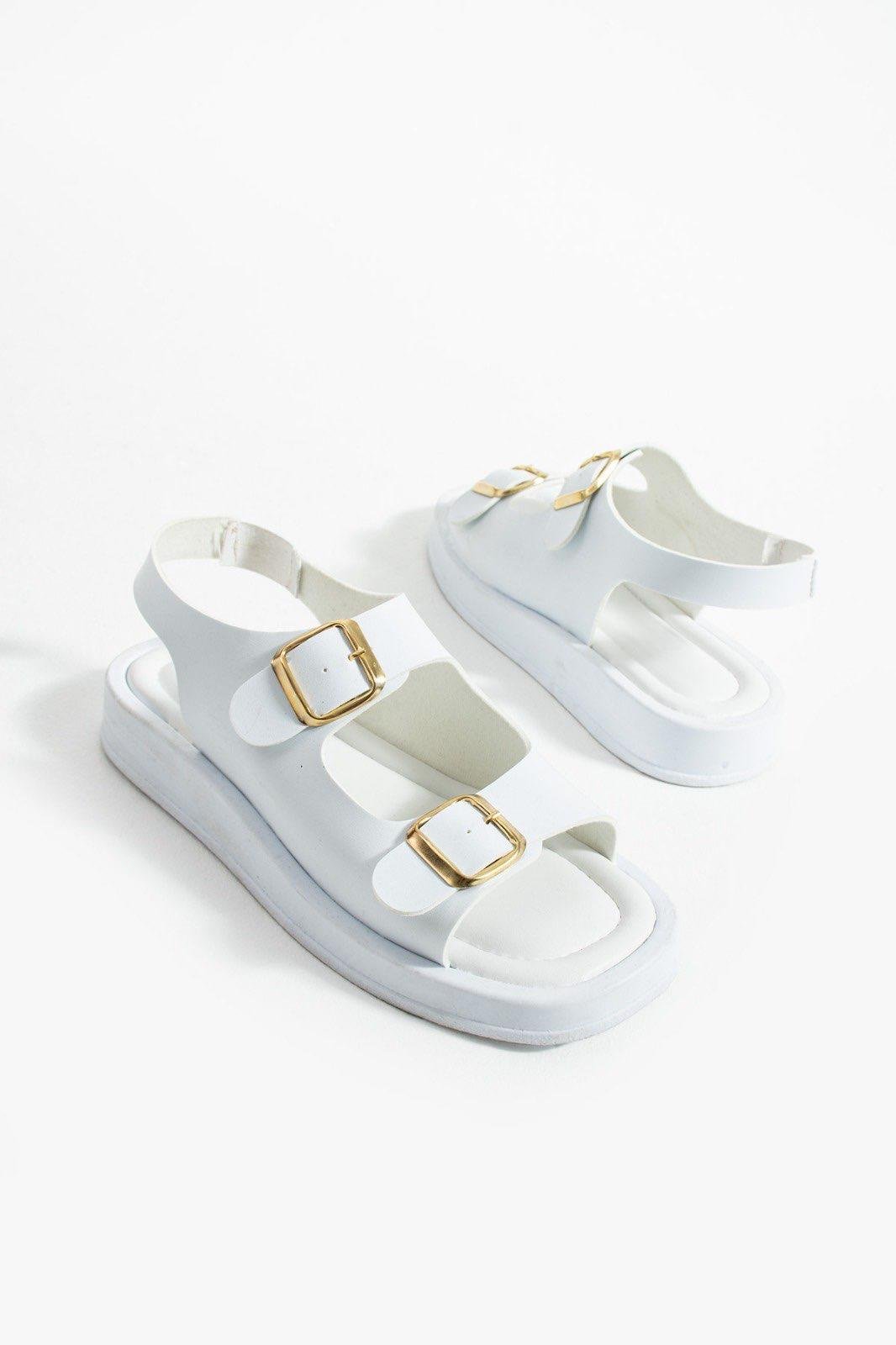 Feride Yumuşak Tabanlı Sandalet Beyaz