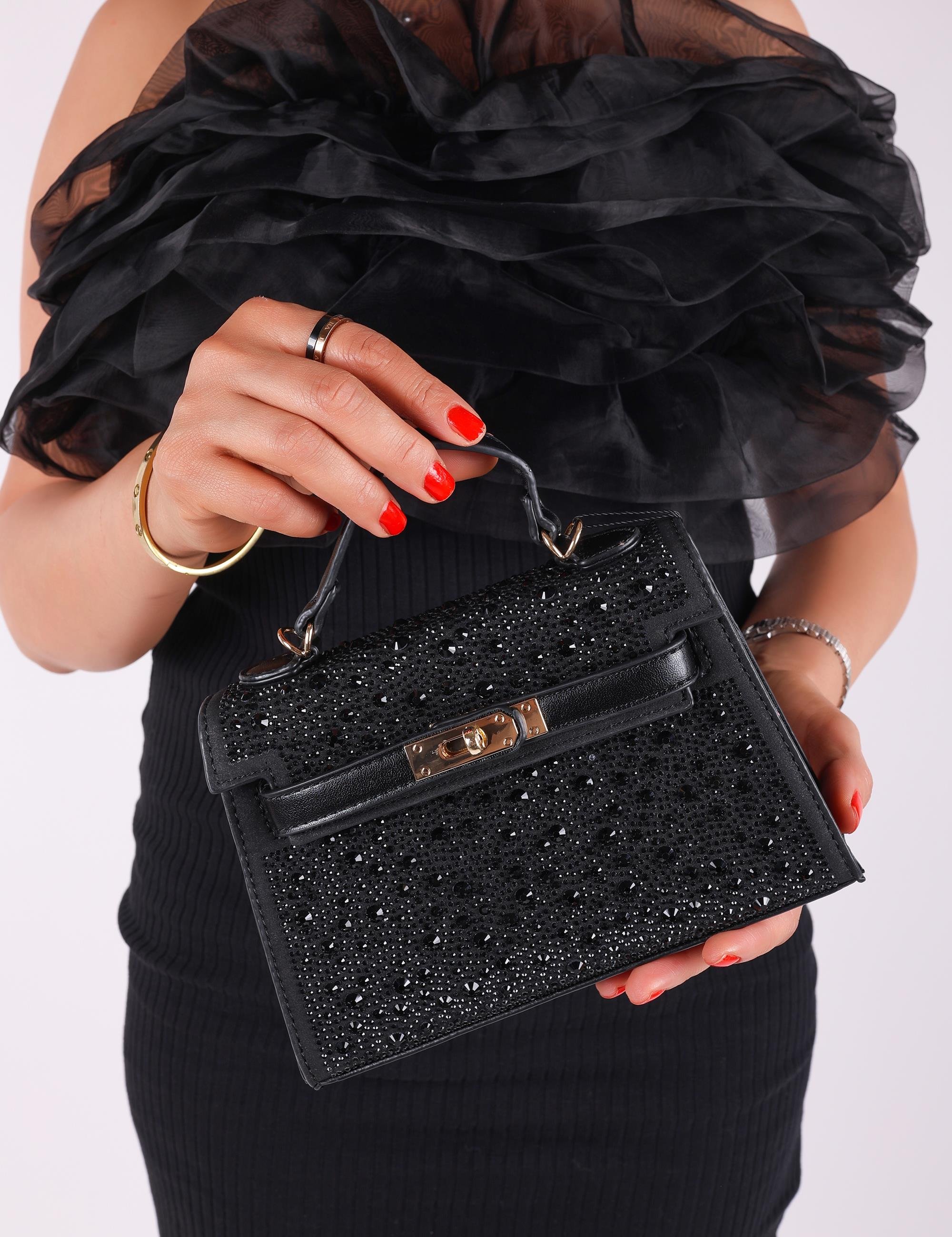 Feta Taşlı Çanta Siyah - ÇANTA