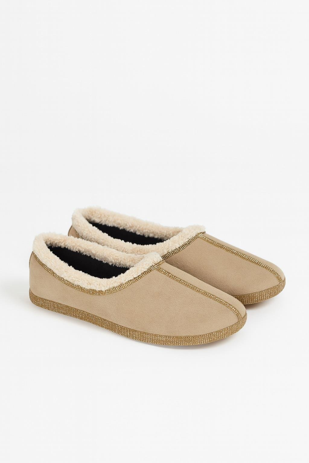 Fifth Kristal Taşlı Süet Ayakkabı Bej - KADIN AYAKKABI