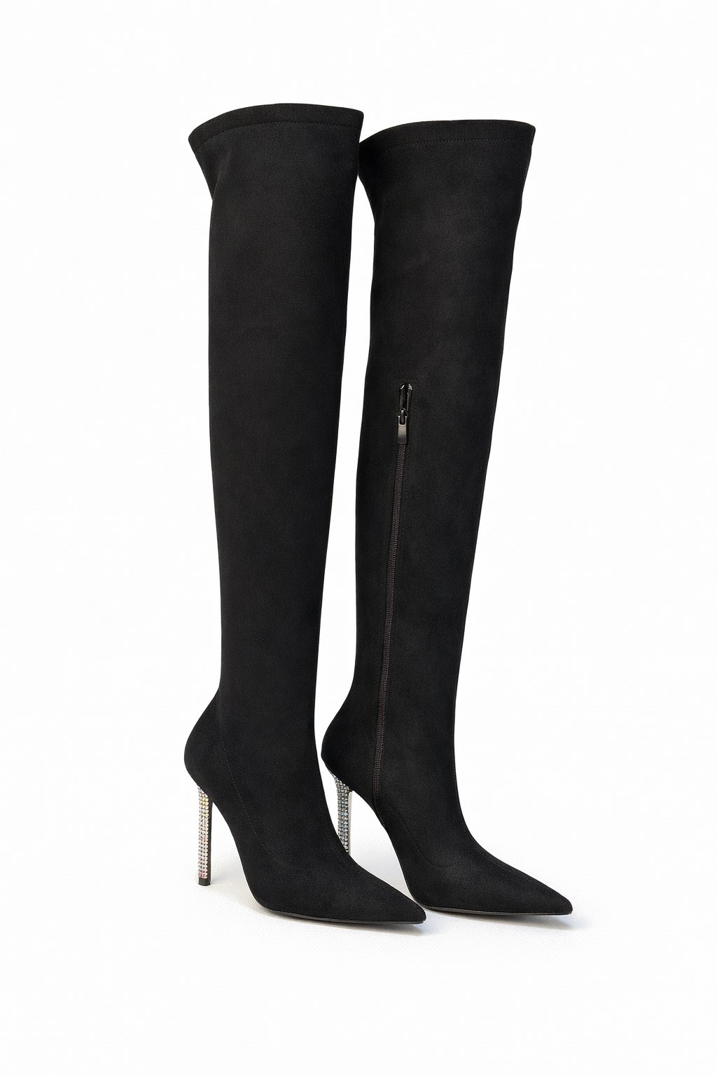 Fima İnce Topuklu Süet Çizme Siyah - 