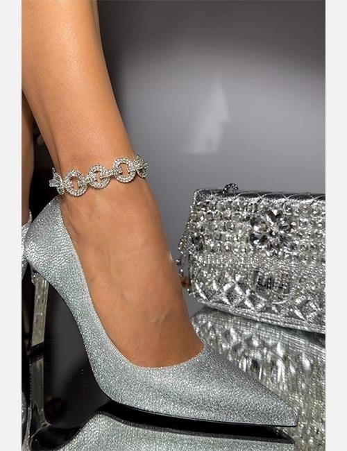 Glitter Stiletto Gümüş