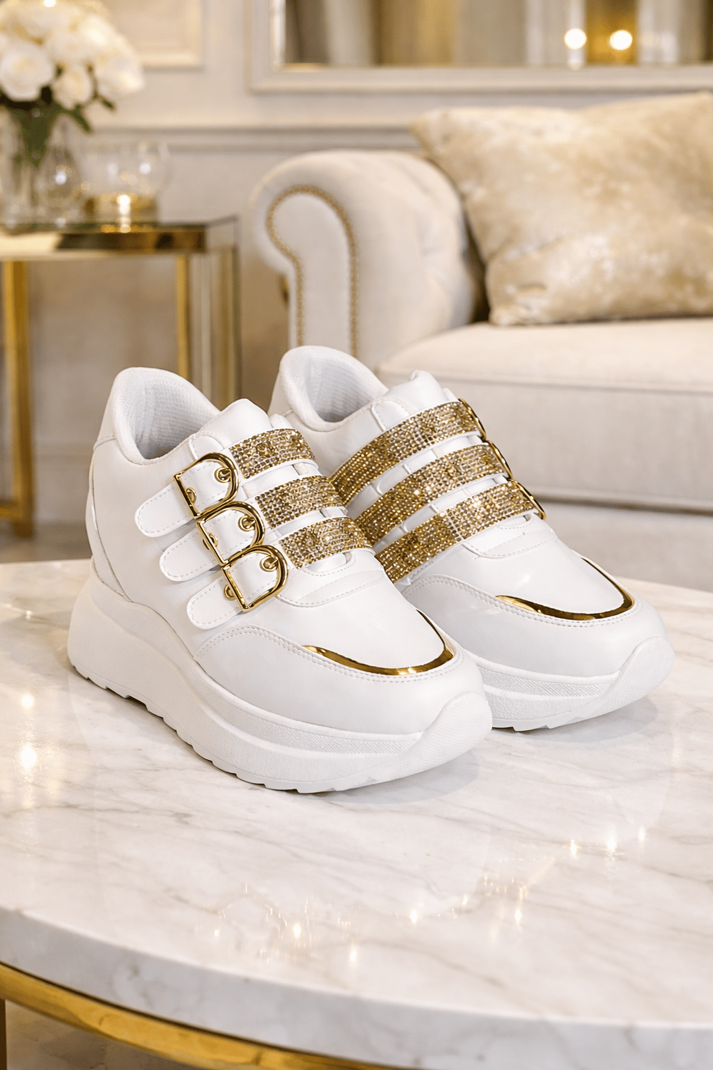 Golden Step Gizli Topuklu Spor Ayakkabı Beyaz - Spor Ayakkabı