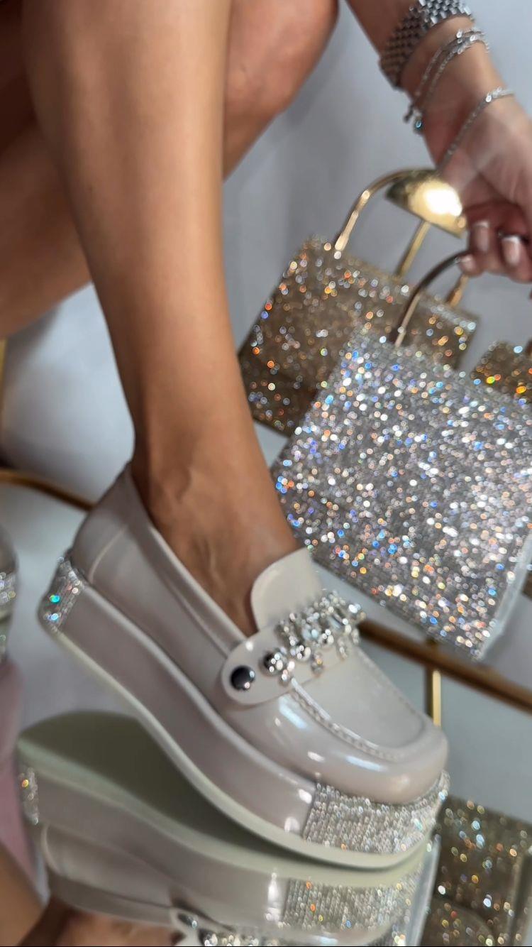 Hills Kristal Taşlı Loafer Bej