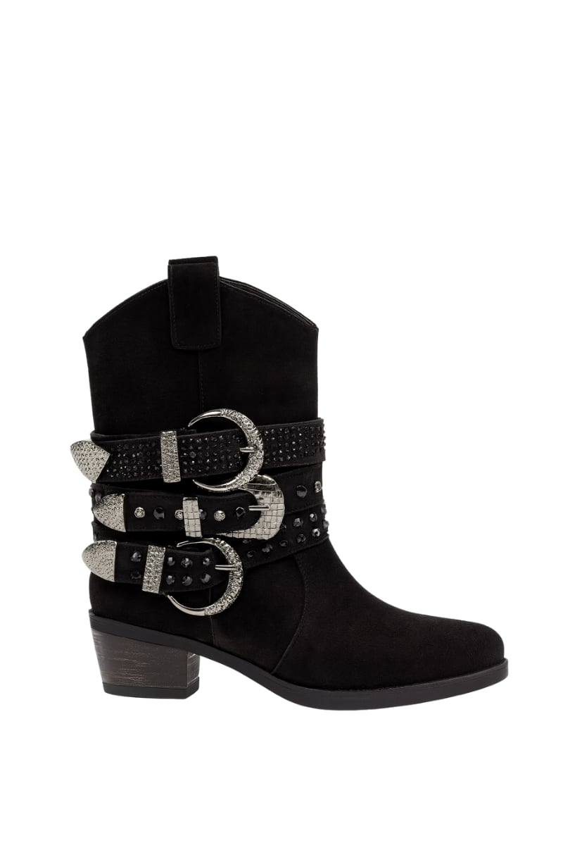 Huma Hakiki Süet Deri Bot Siyah - KADIN AYAKKABI