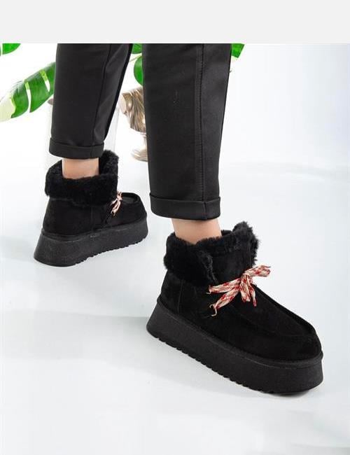 Jacob Kürklü Bot Siyah - ANKLE BOOTS