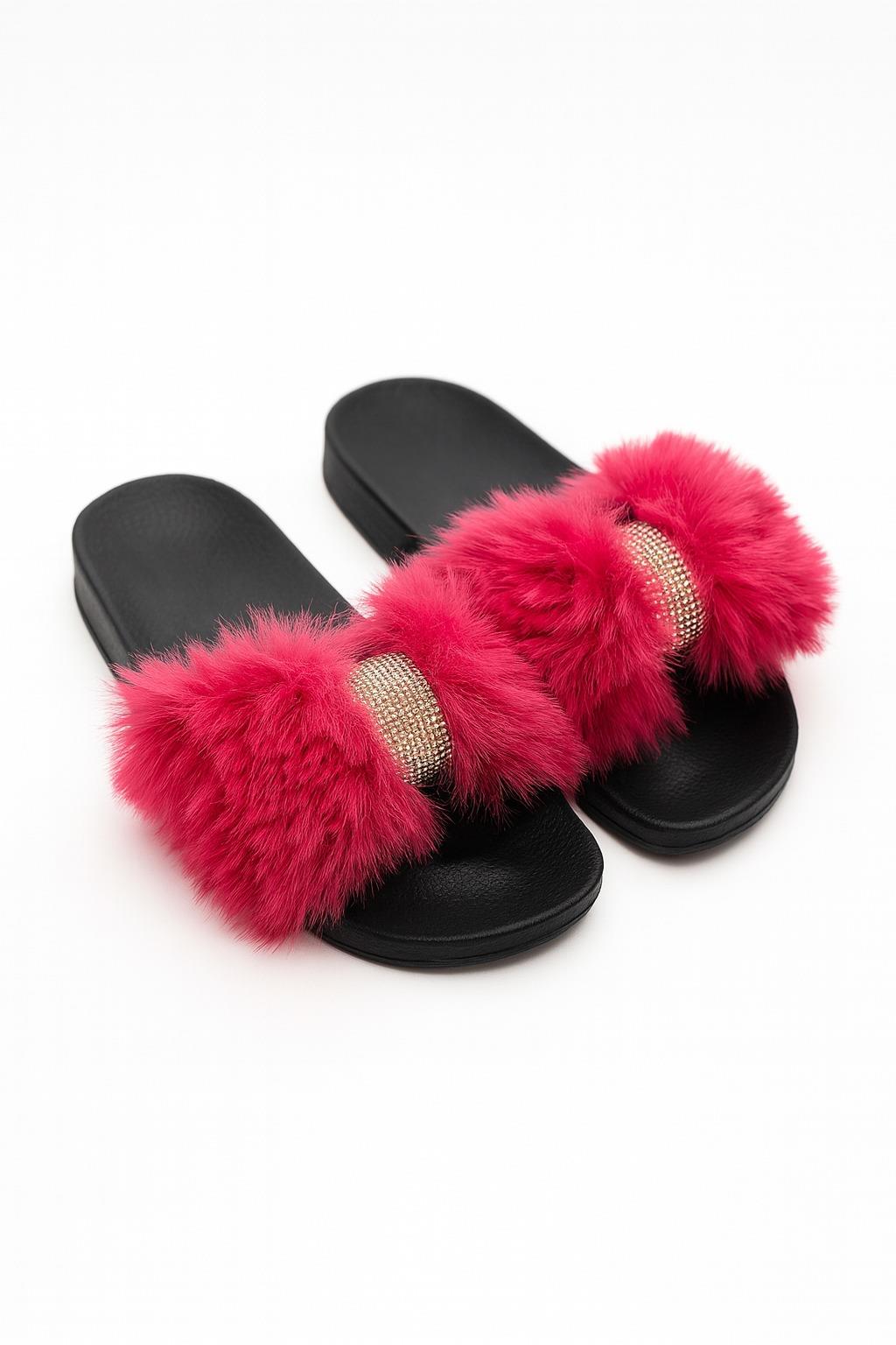 Jessica Tüylü Terlik Fuşya - WOMAN SHOES