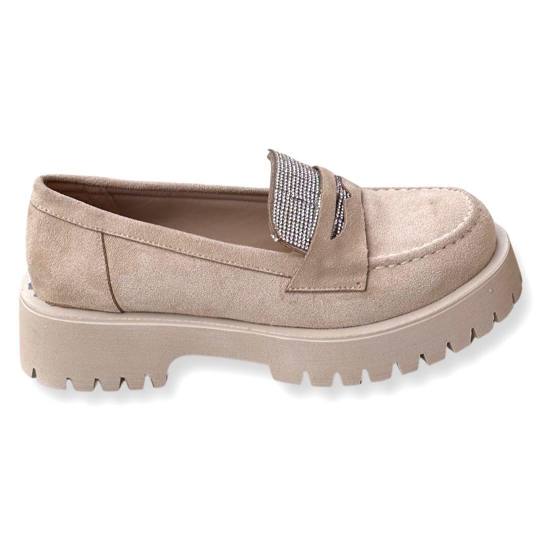 Keira Taşlı Loafer Bej - KADIN AYAKKABI
