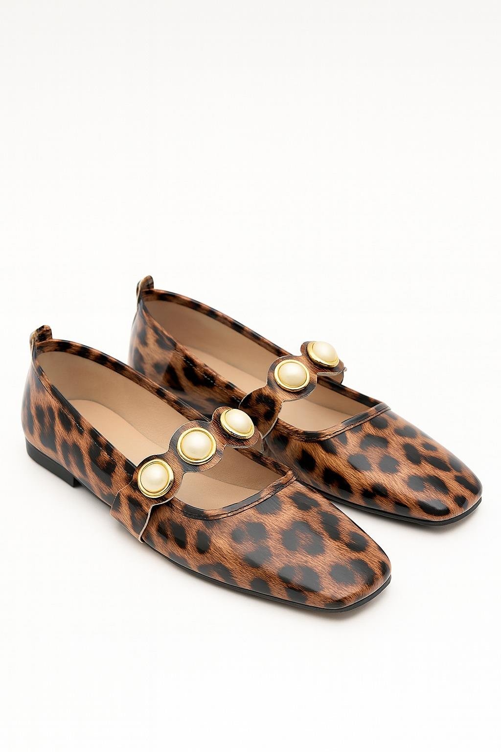Lala İnci Rugan Babet Leopar - WOMAN SHOES