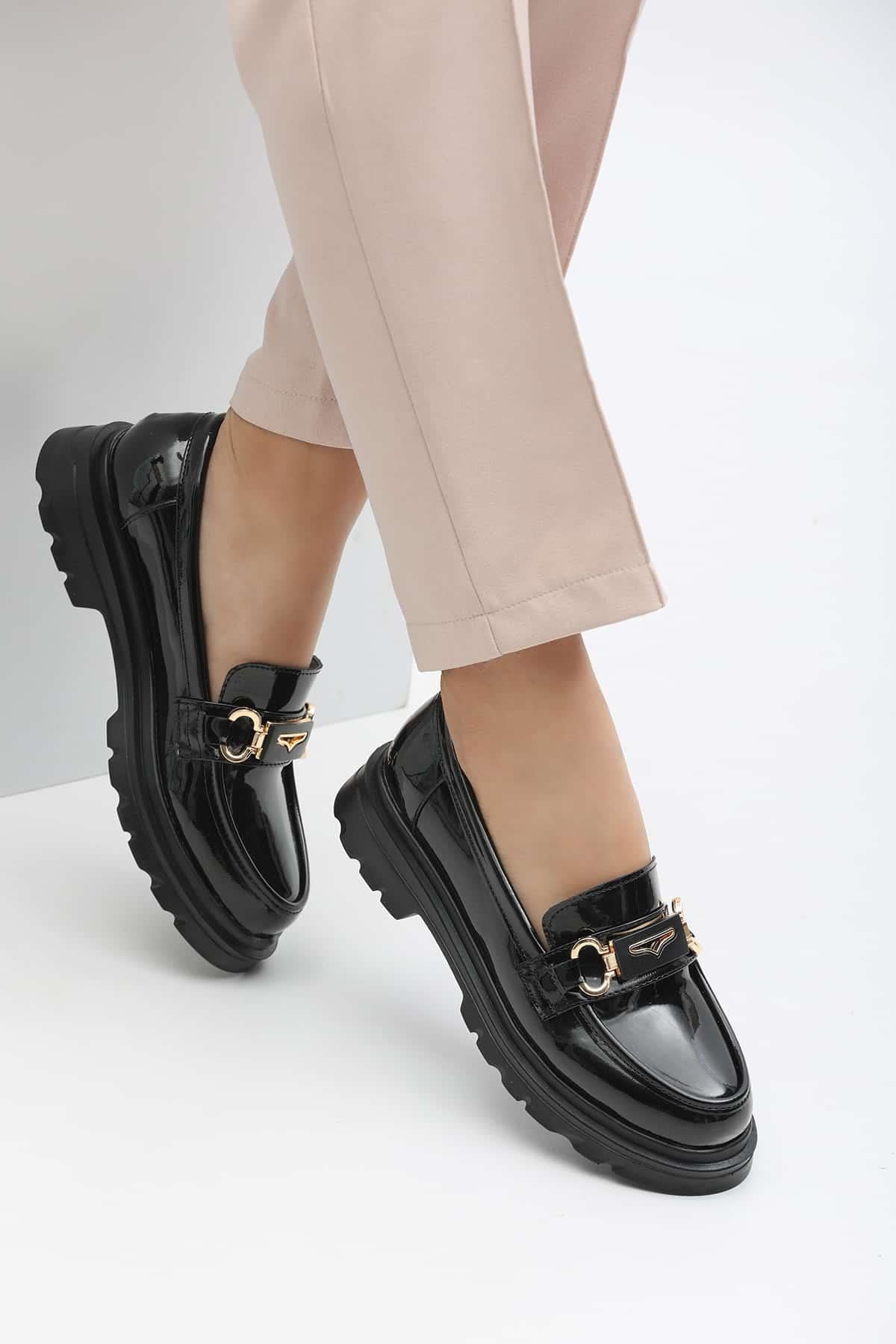 Lessy Rugan Loafer Siyah - KADIN AYAKKABI