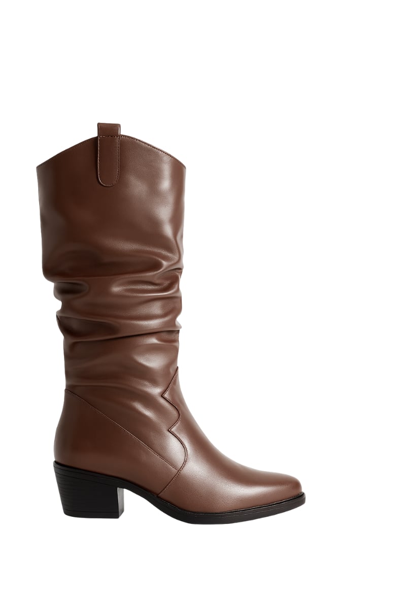 Acelya Hakiki Deri Bot Kahverengi - Topuklu Bot