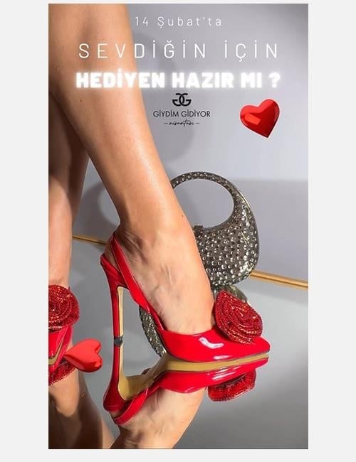 Love N' Roses Rugan Stiletto Kırmızı