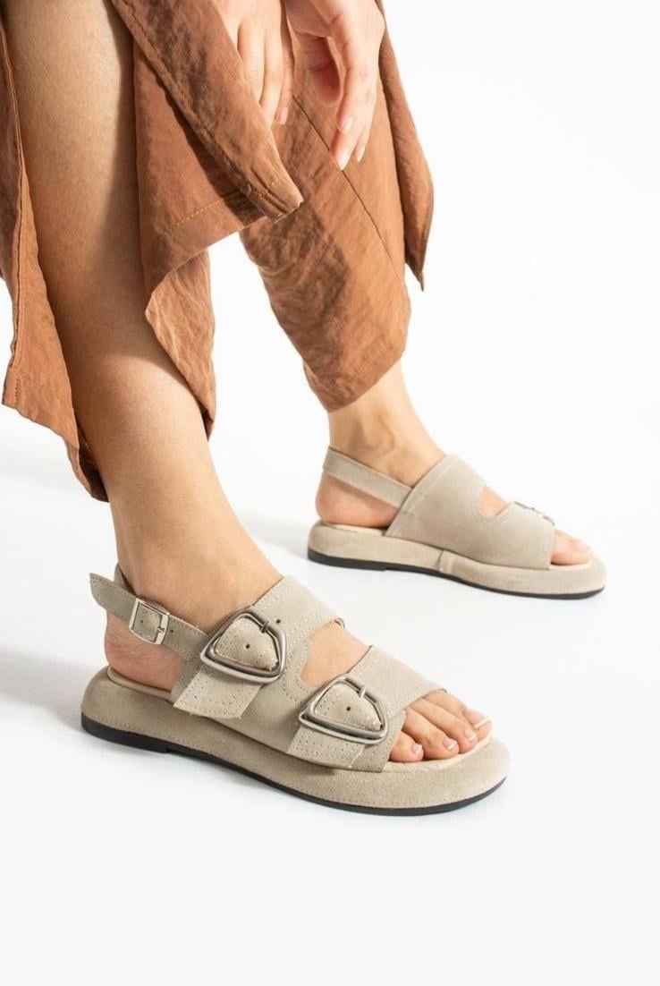 Milem Deri Sandalet Bej - KADIN AYAKKABI