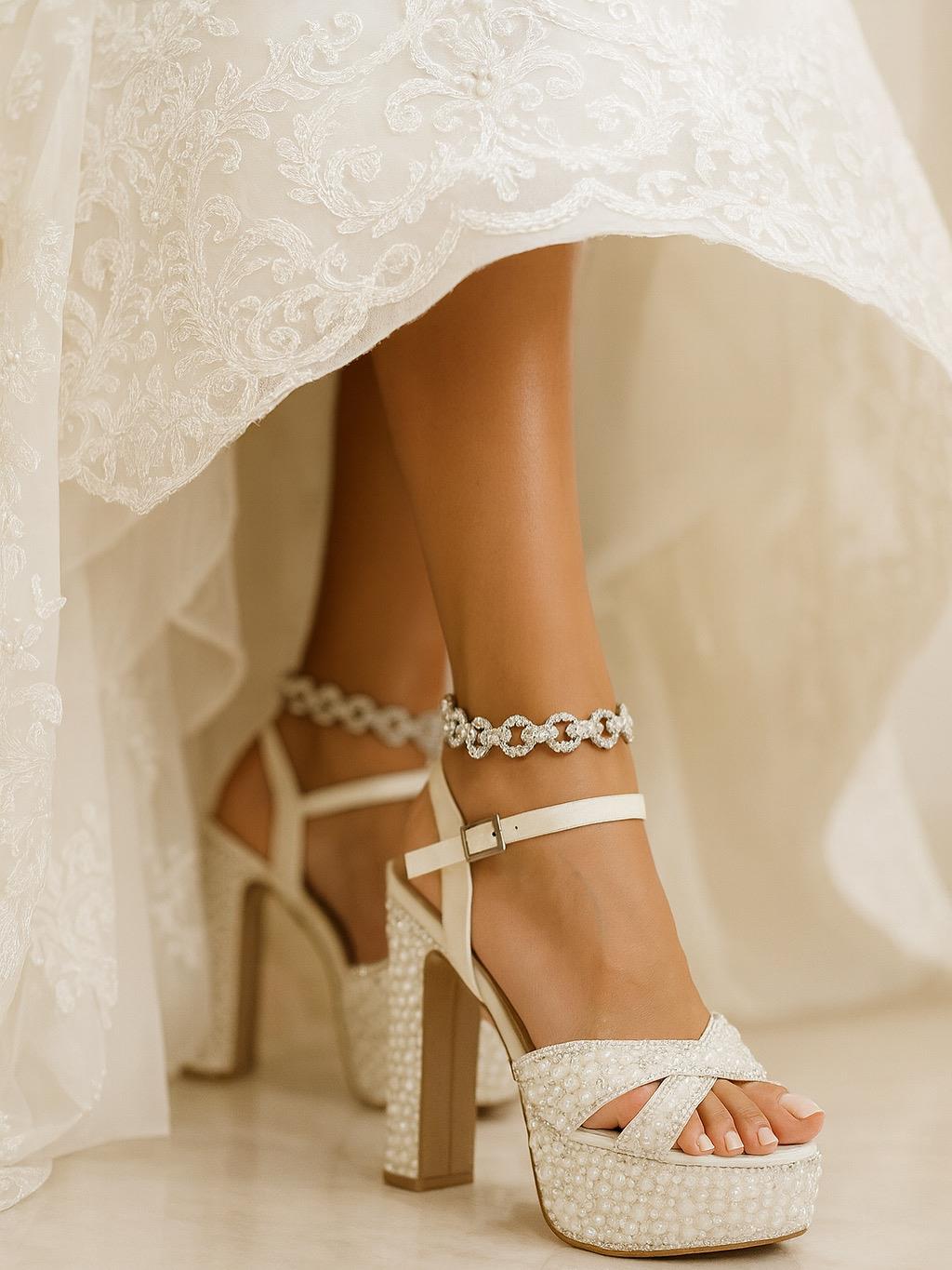 Mocase Platform Topuklu Ayakkabı Beyaz - KADIN AYAKKABI