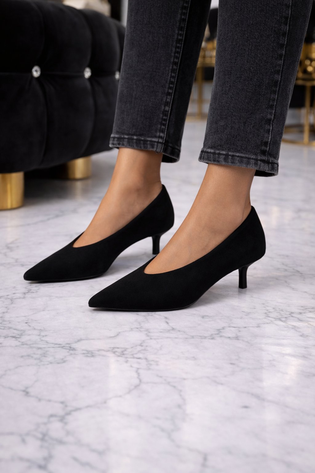 Monaco Süet Stiletto Siyah - Stiletto