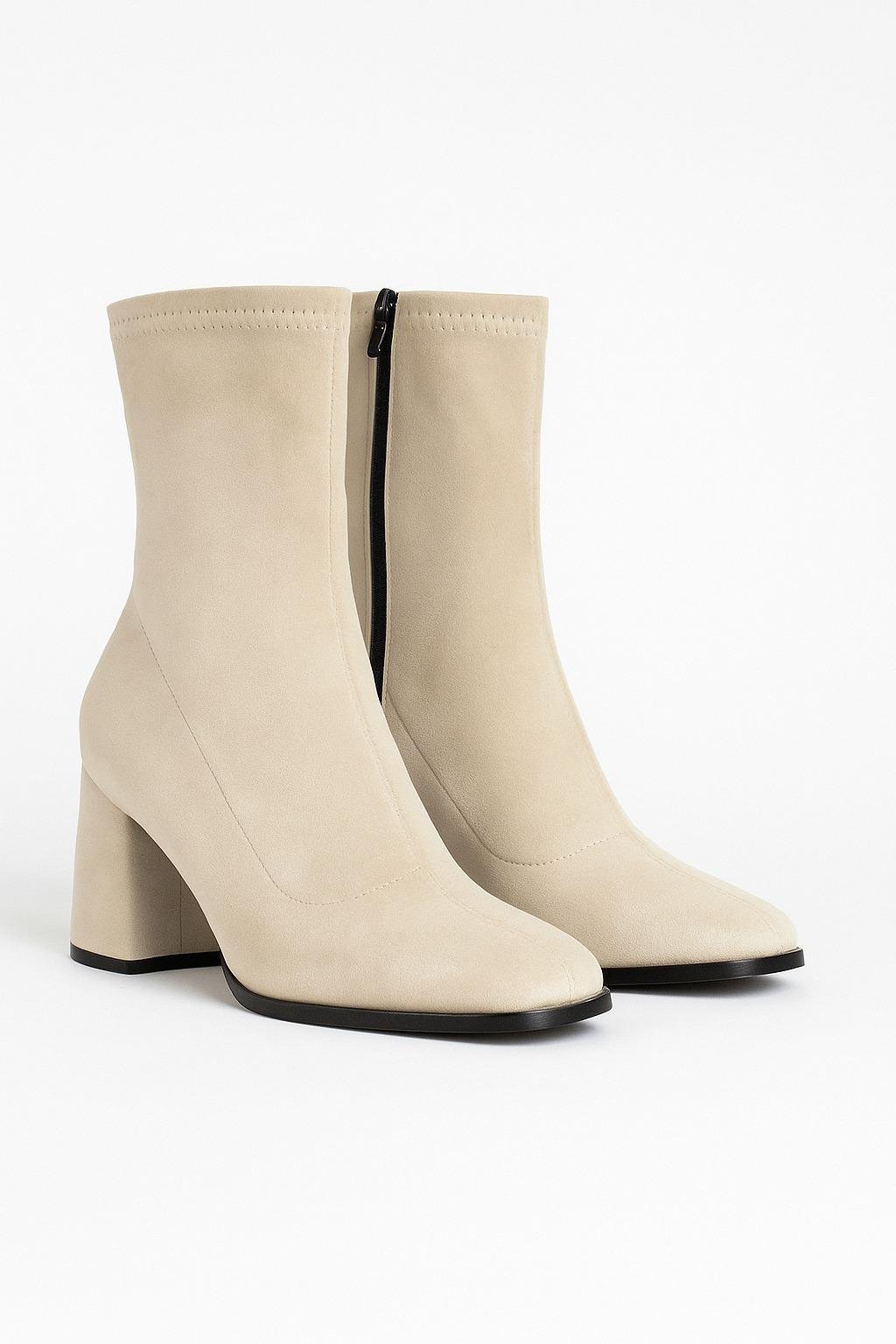 Mouni Süet Bot Bej - Topuklu Bot