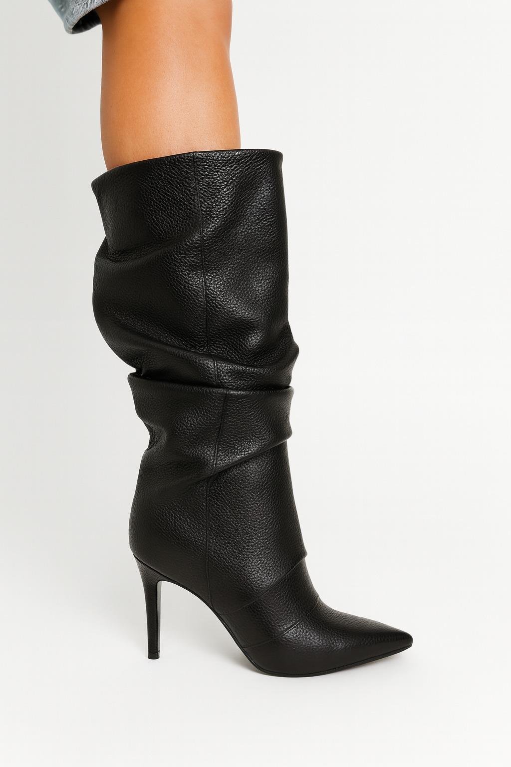 Nakad Özel Tasarım İnce Topuklu Çizme Siyah - Bot & Çizme