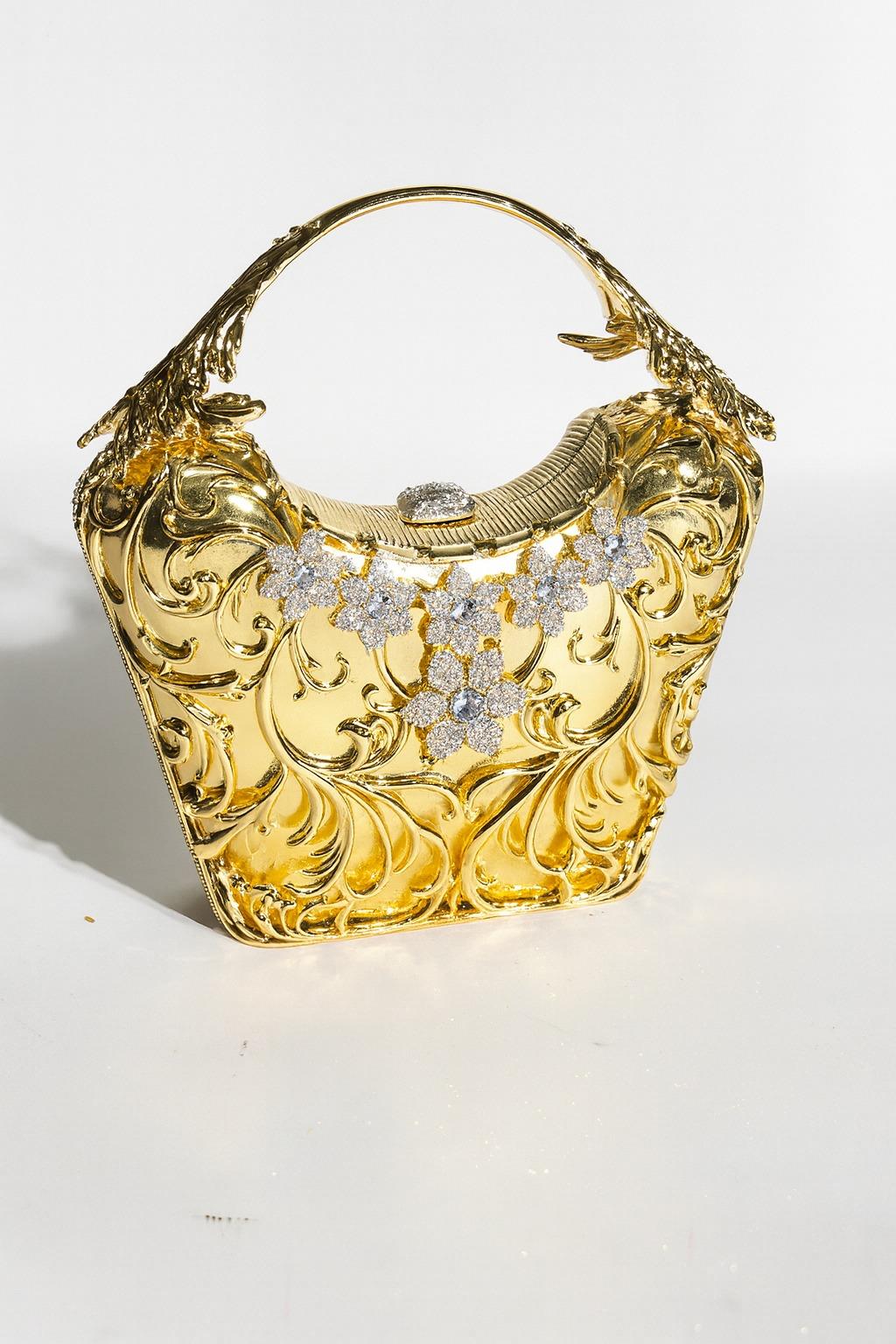 Nissa Taşlı Çanta Gold - 