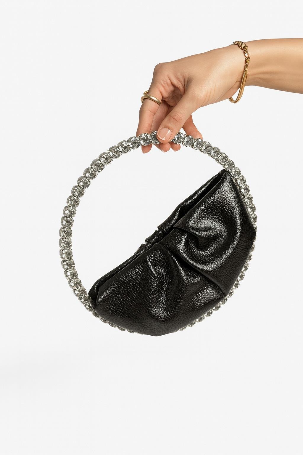 Nobu Crystal Stone Bag Black - Taşlı Çanta