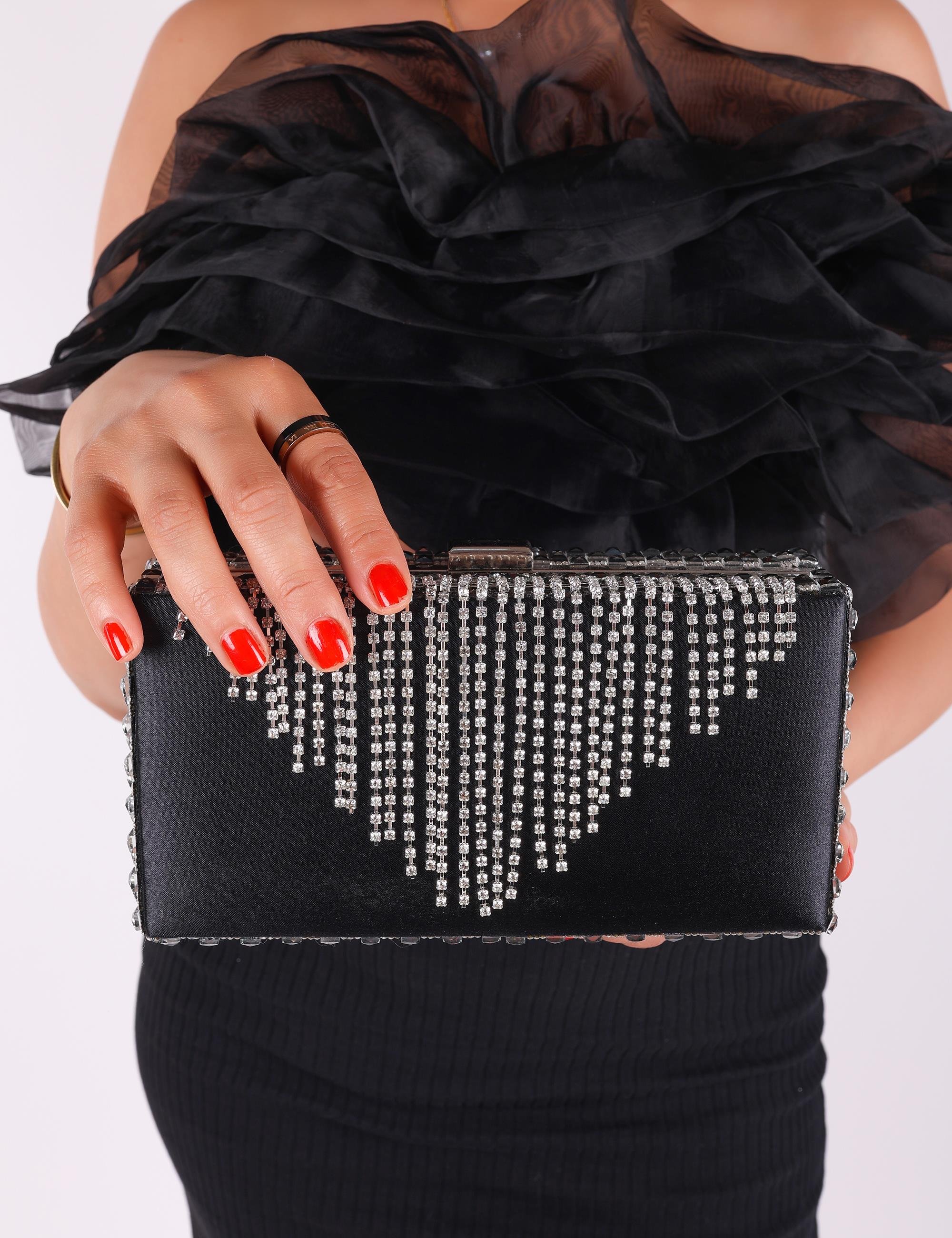 Nordia Kristal Taşlı Çanta Siyah - ÇANTA