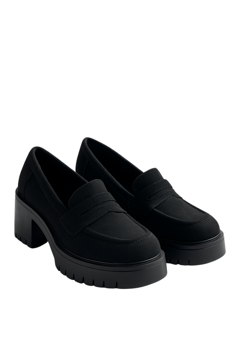 Osille Topuklu Süet Loafer Siyah - Loafer