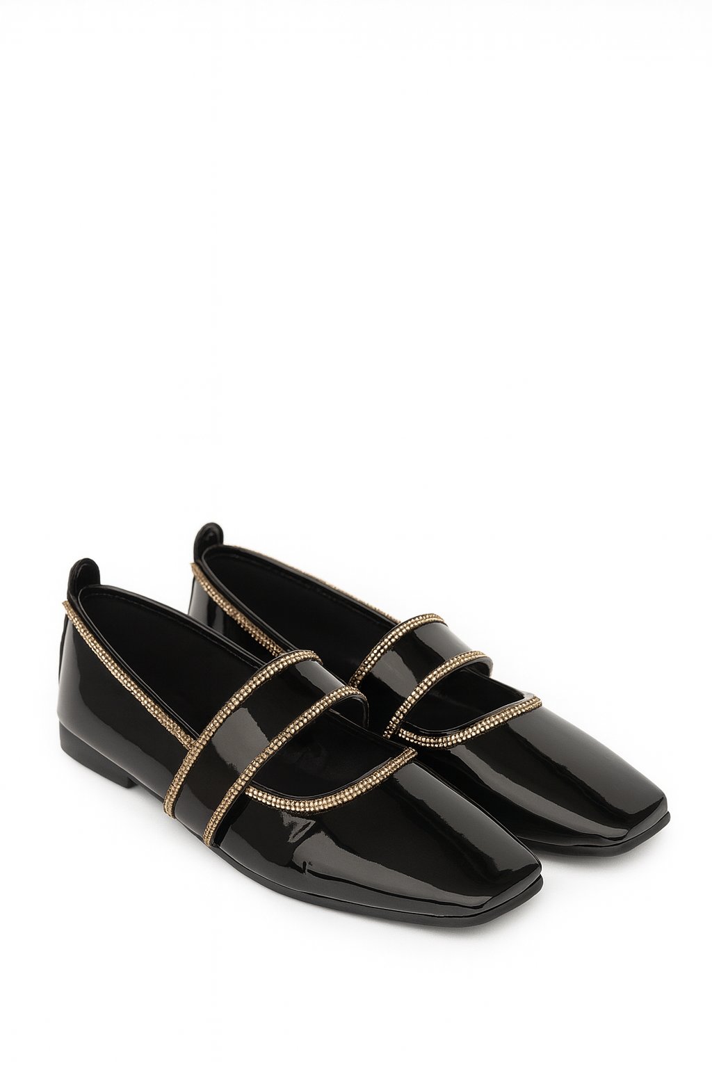 Pisa Kristal Taşlı Rugan Babet Gold - WOMAN SHOES