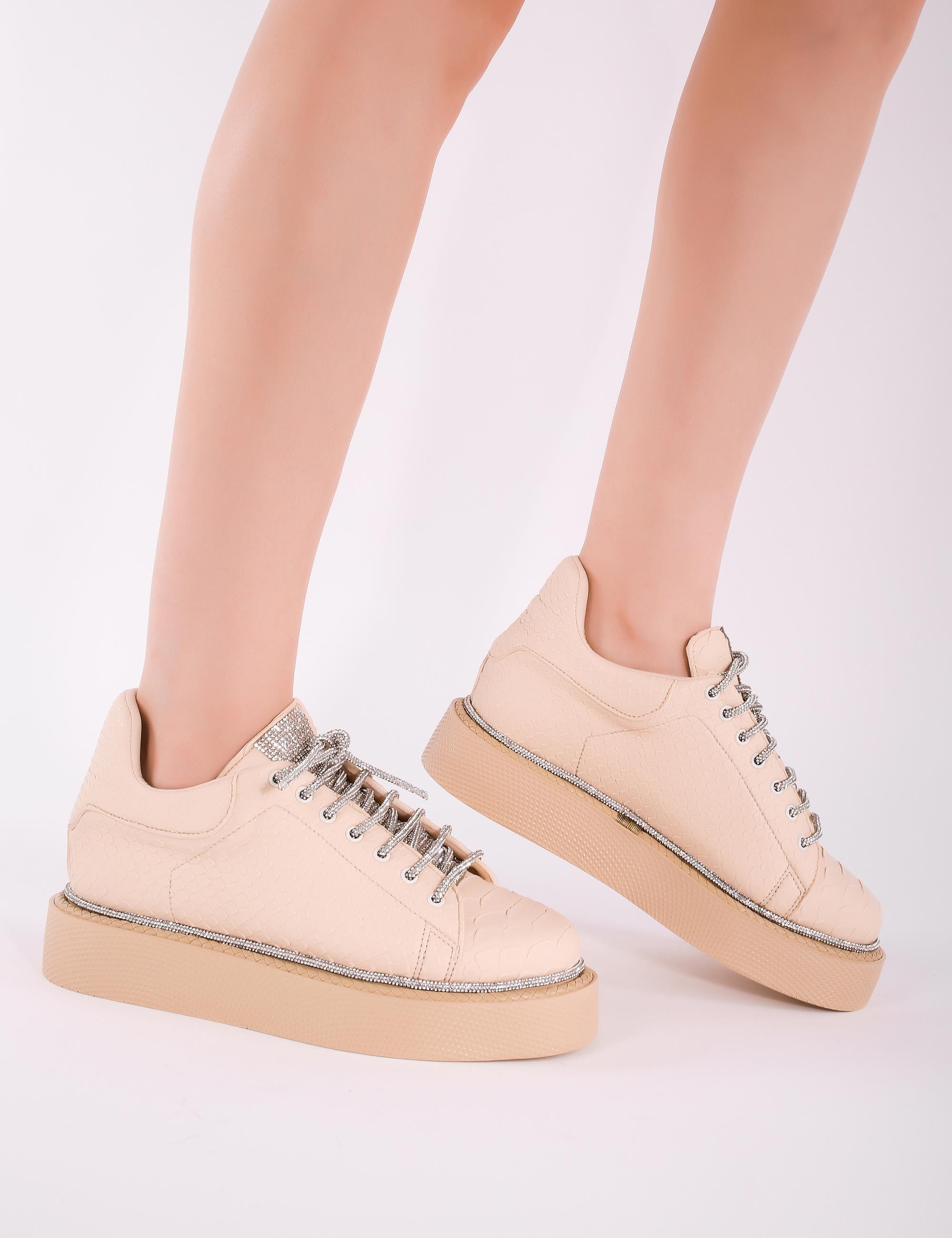 Pitstop Taşlı Krk Spor Ayakkabı Nude