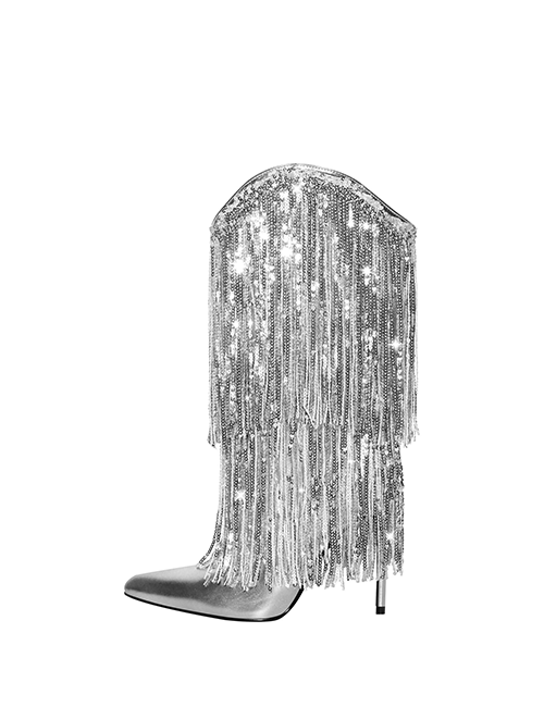 Qesu Çizme Gümüş - LONG BOOTS