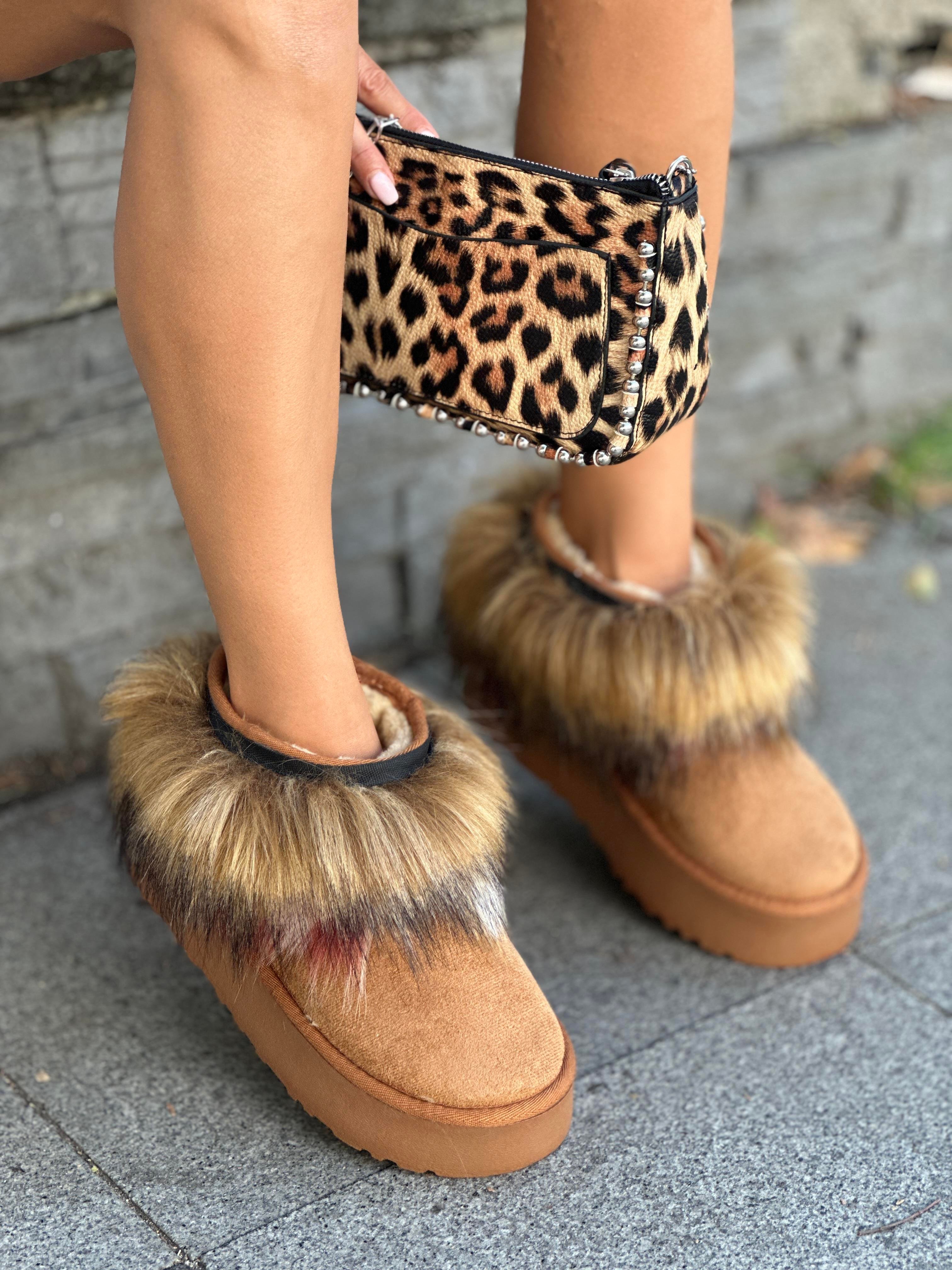 Raya Tüylü Bot Kahverengi - ANKLE BOOTS