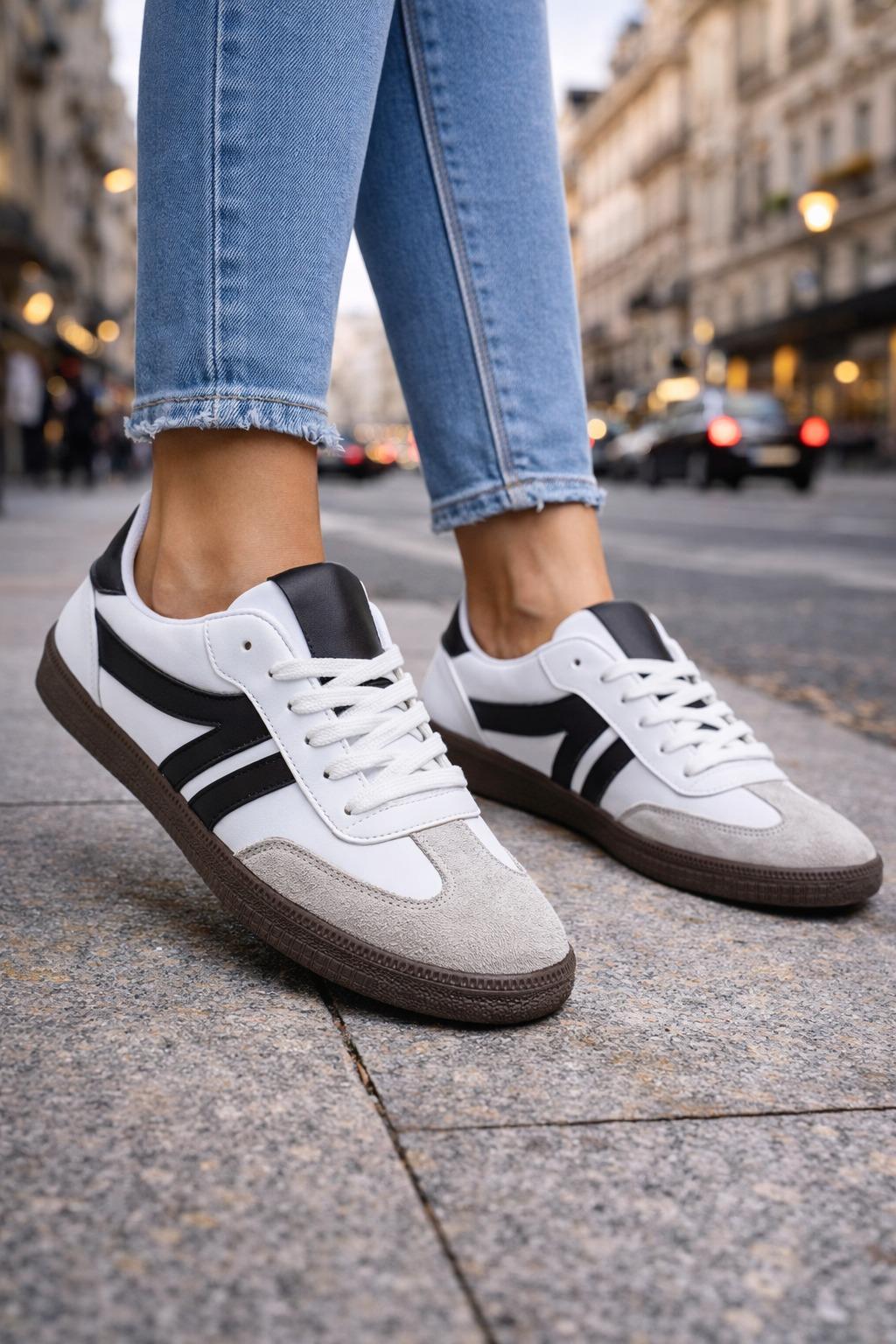 Retro Street Süet Spor Ayakkabı Beyaz - 