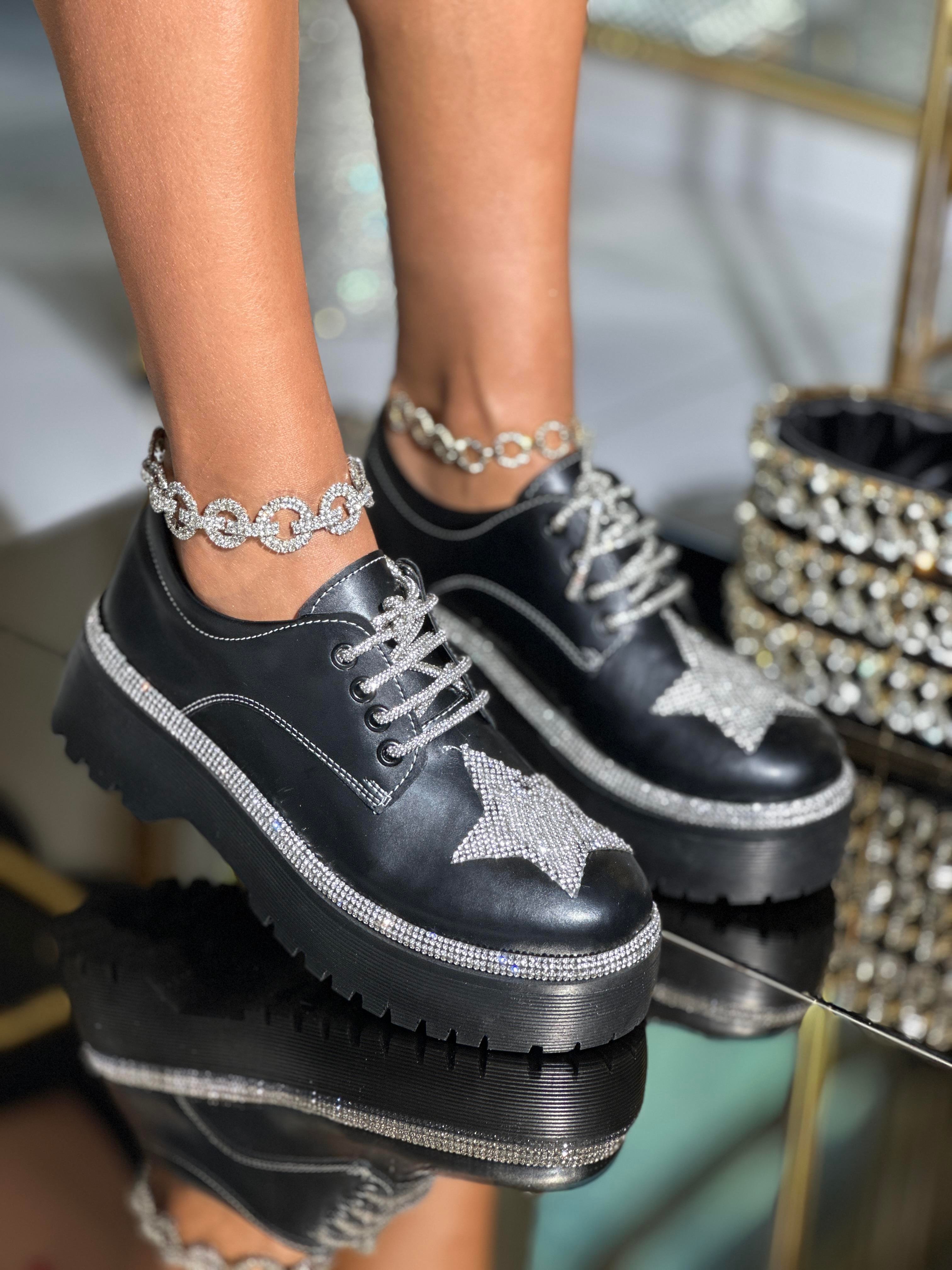 Rocki Star Kristal Taşlı Loafer Siyah - KADIN AYAKKABI