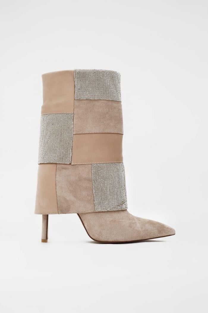 Rowena Taşlı Çizme Nude - KADIN AYAKKABI