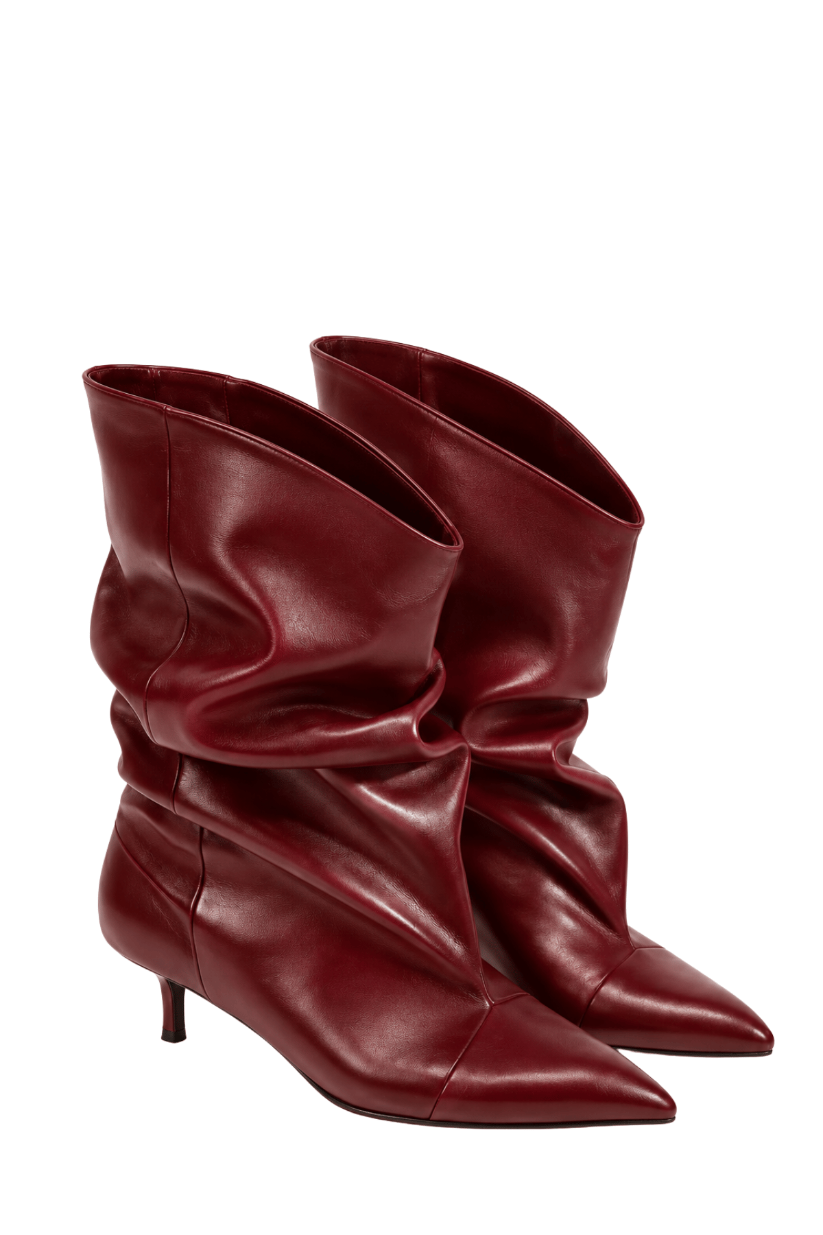 Ruched İnce Topuklu Bot Bordo - Topuklu Bot