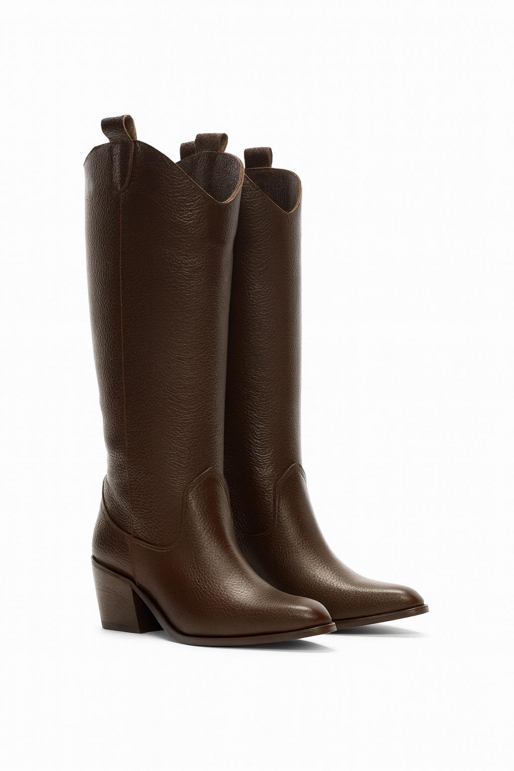 Ryan Hakiki Deri Kovboy Çizme Kahverengi