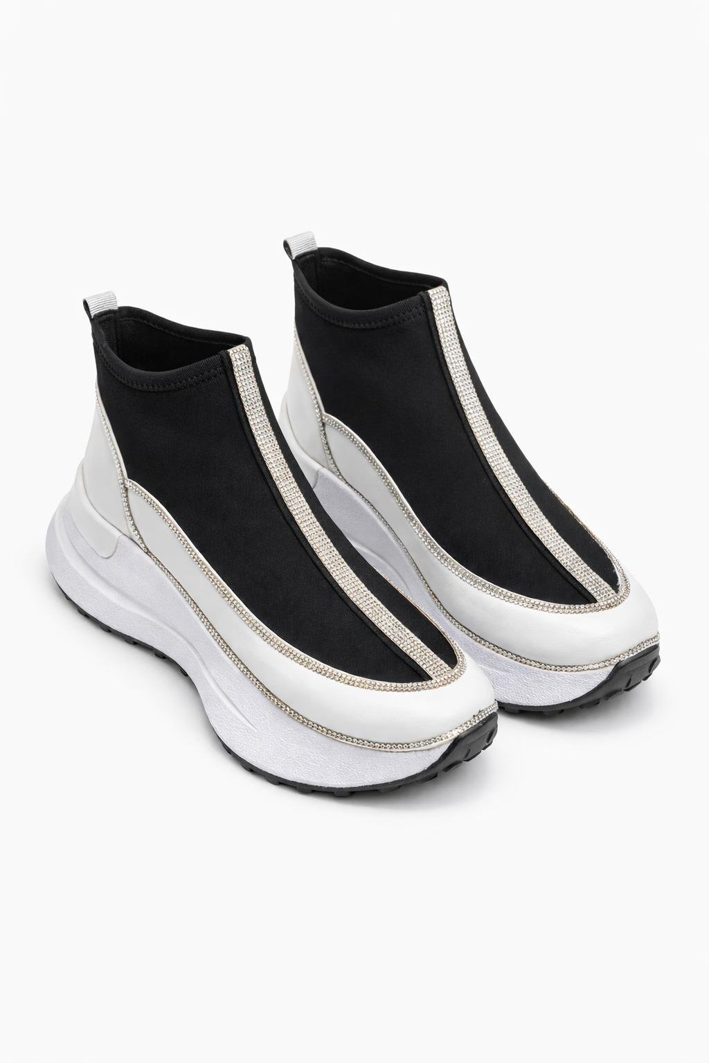 Sagapo Kristal Taşlı Özel Tasarım Spor Ayakkabı Siyah