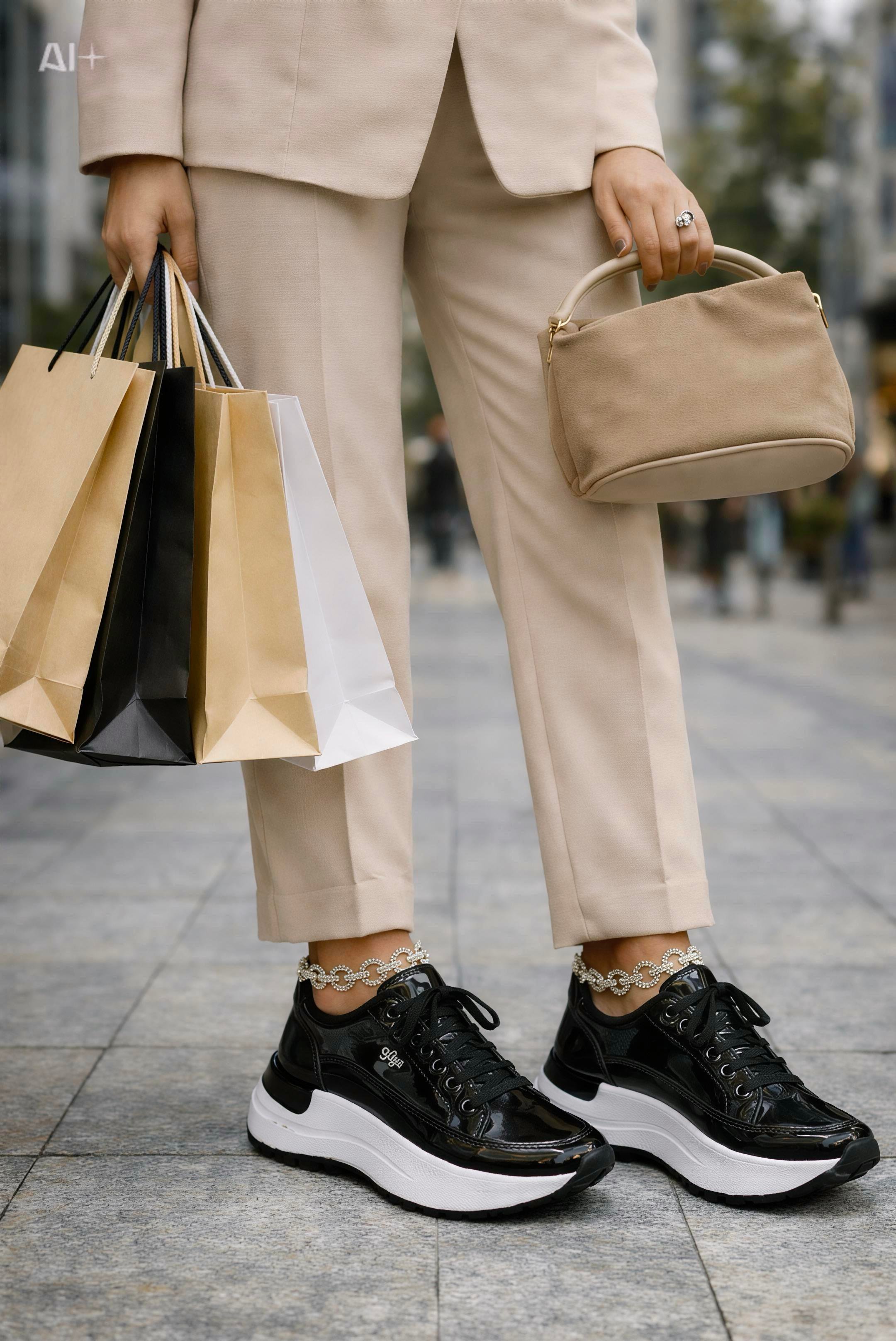 Sandip Yüksek Tabanlı Spor Ayakkabı Siyah - Spor Ayakkabı