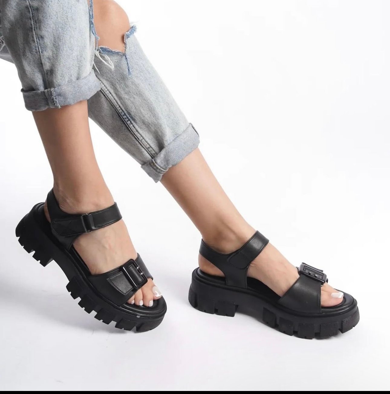 Senna Kristal Taşlı Sandalet Siyah - KADIN AYAKKABI