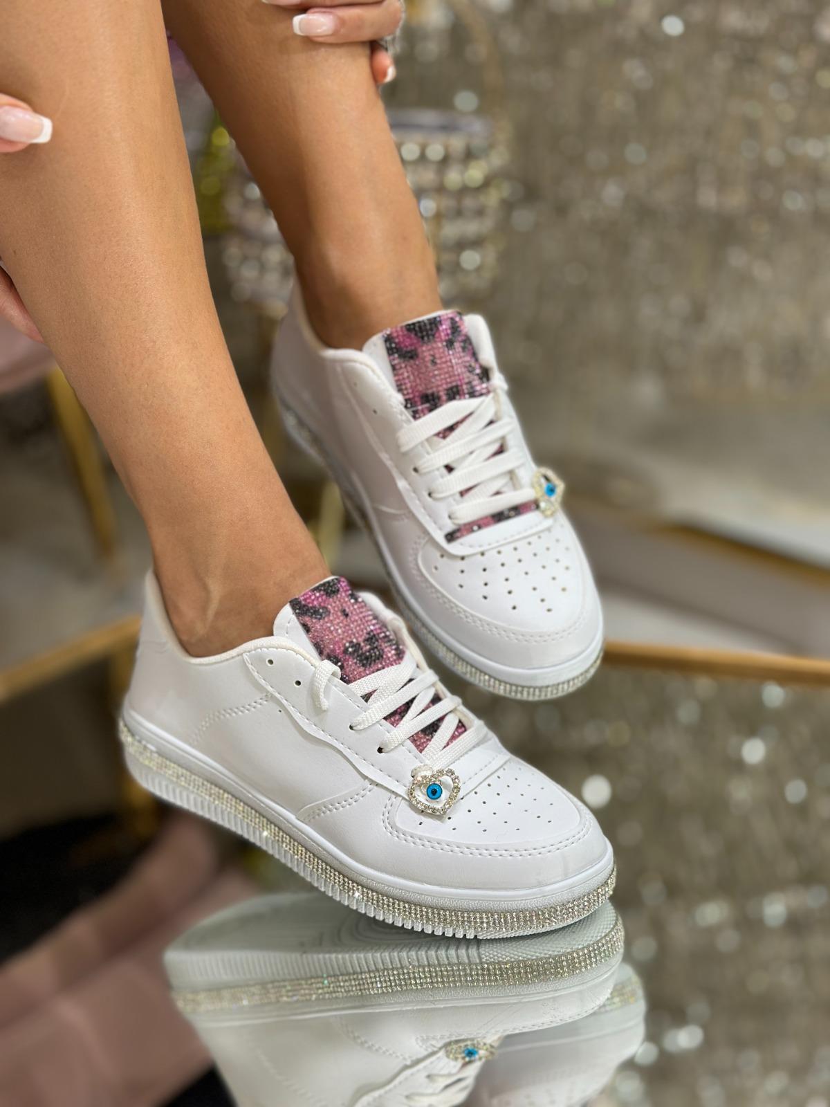 She Kristal Taşlı Özel Tasarım Spor Ayakkabı Gümüş