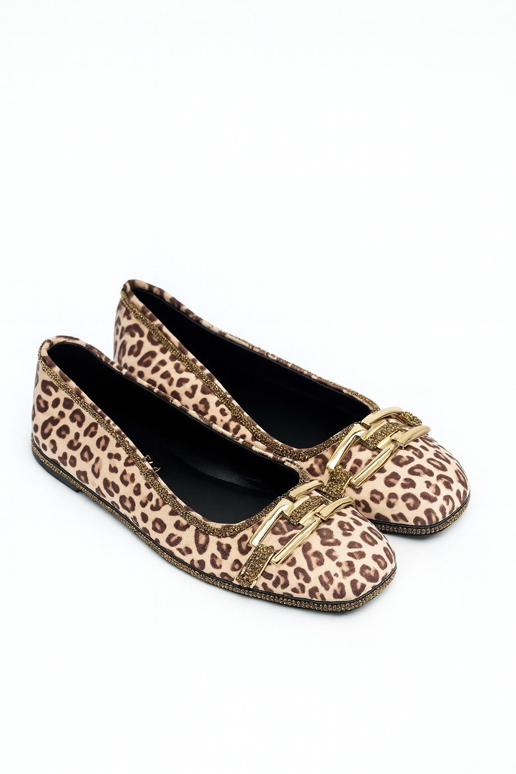 So Crystal 5 Taşlı Babet Leopar - Düz Babet