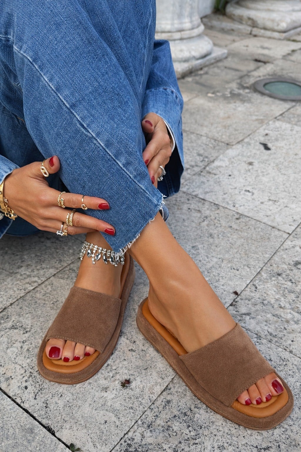 Soft Luxe Hakiki Deri Terlik - Düz Taban Terlik