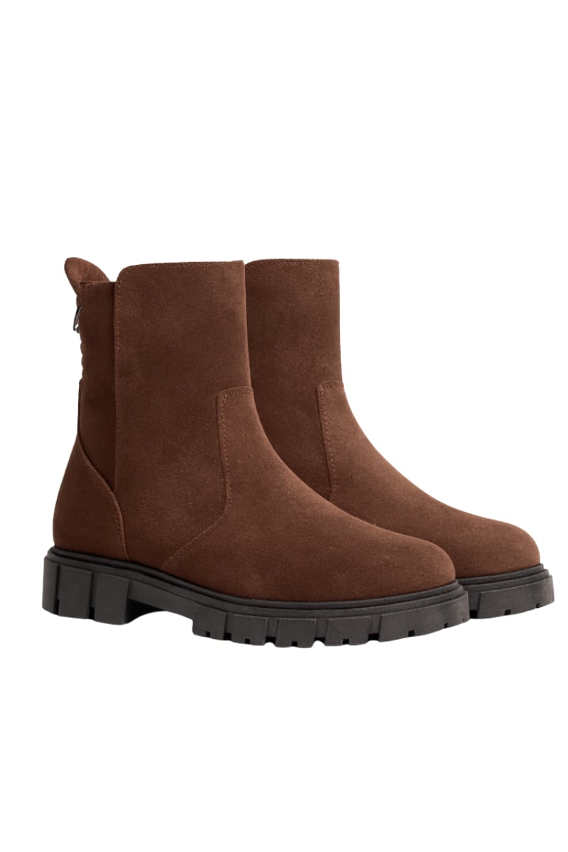 Anelya Süet Bot Kahverengi - Düz Bot