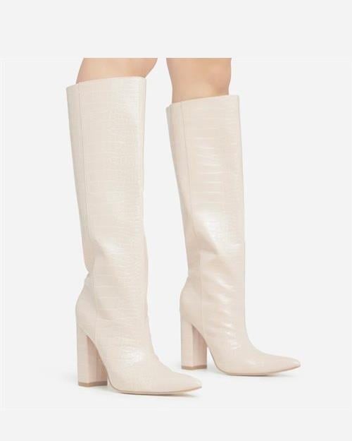 Talia Long Boot Beige - Topuklu Çizme