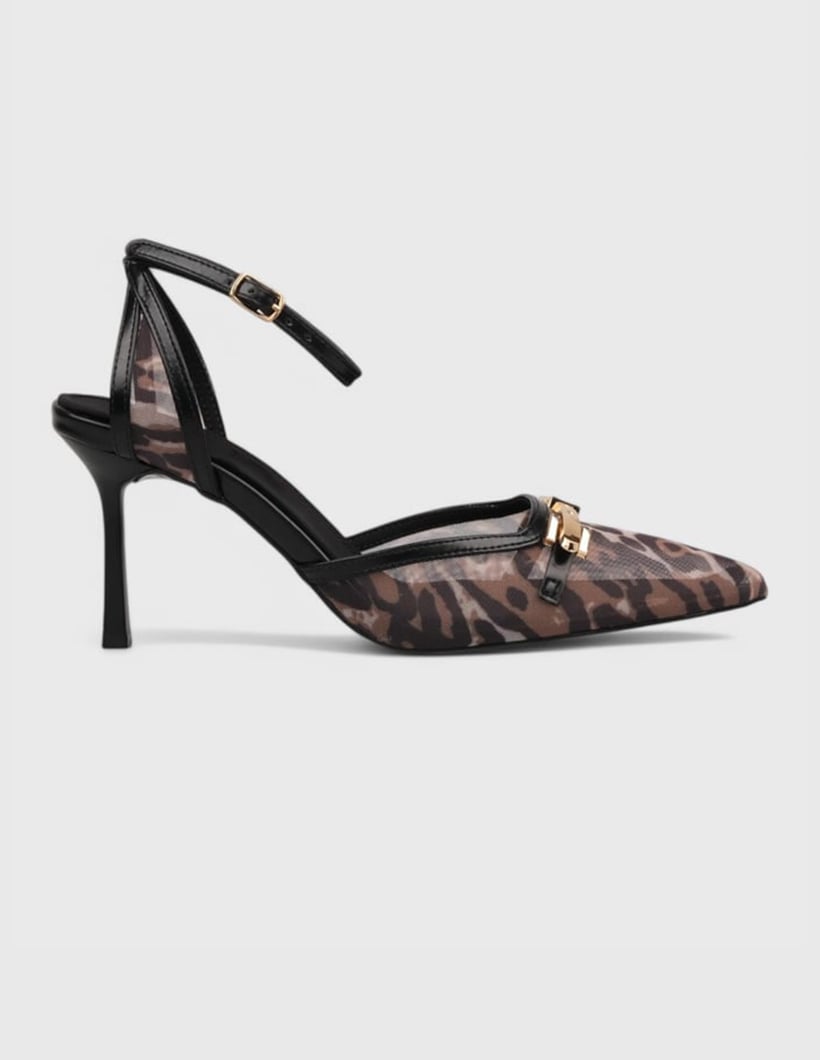 Uday Şampanya Topuk Stiletto Leopar - Stiletto
