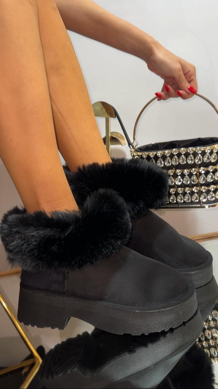 Yega Tüylü Bot Siyah