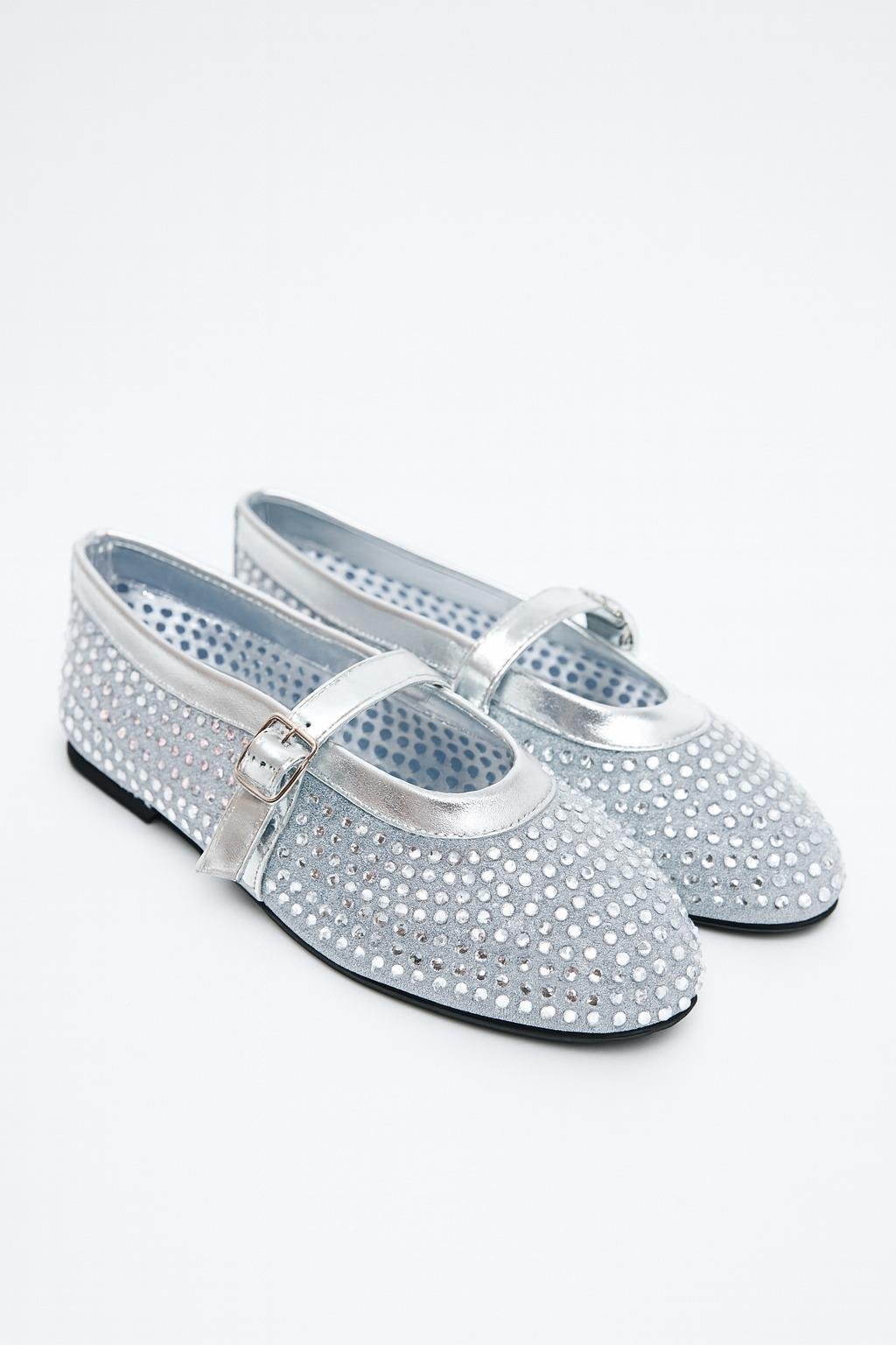 Zueya Kristal Taşlı Babet Gümüş - Babet