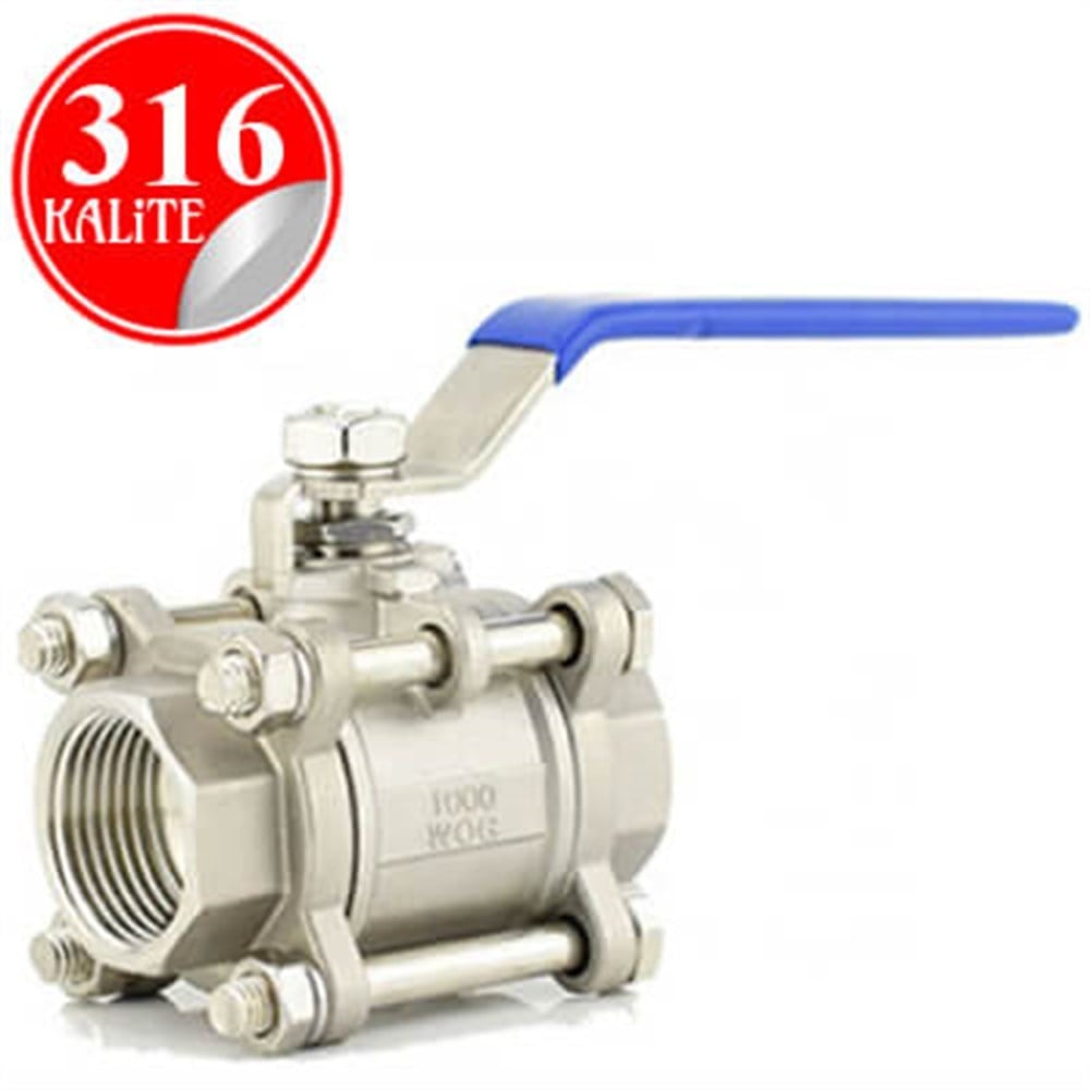PASLANMAZ ÇELİK 316 KALİTE 3 PARÇALI KÜRESEL VANA