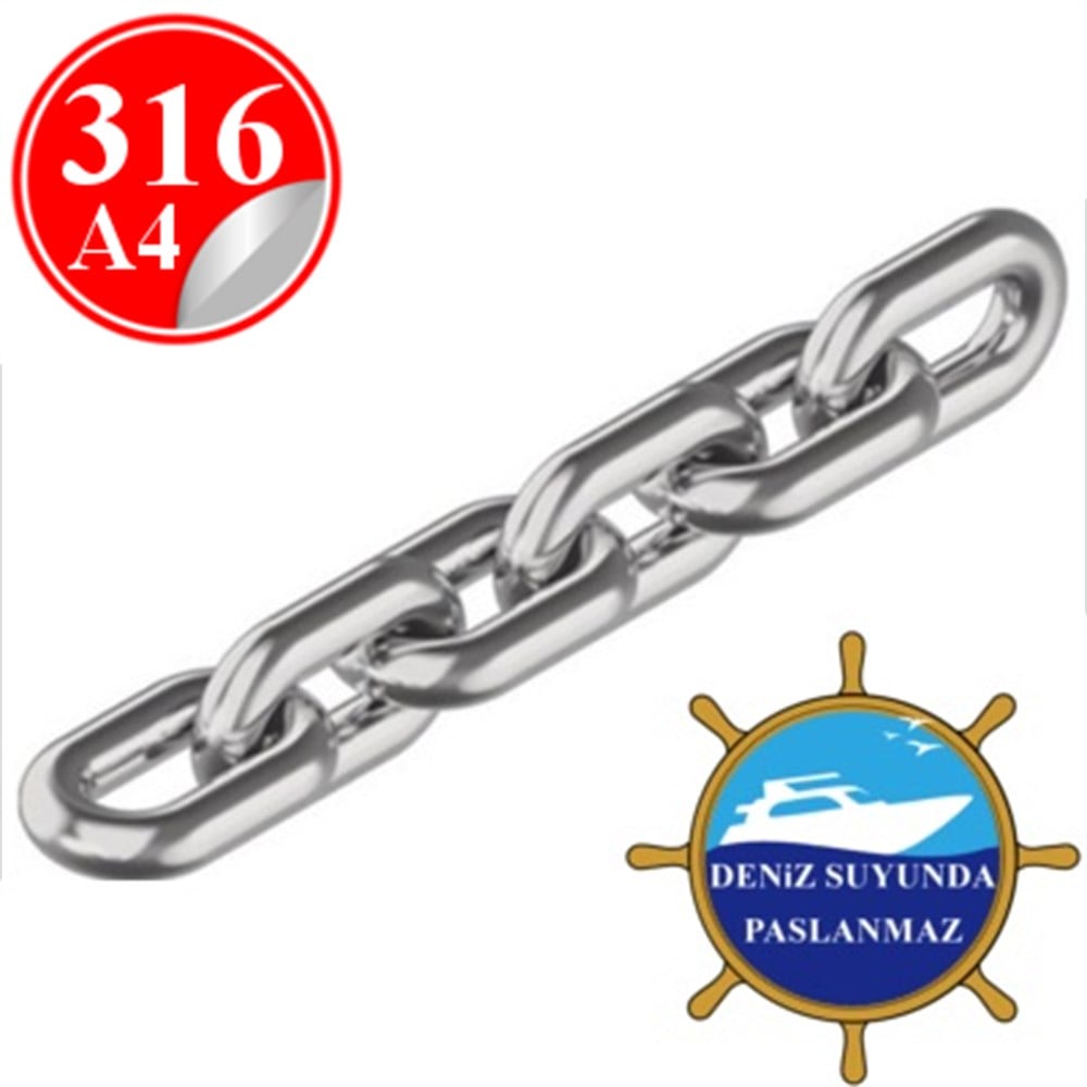 PASLANMAZ ÇELİK 316 KALİTE BAKLALI ÇAPA ZİNCİR